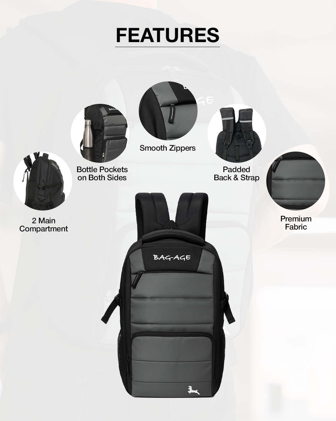 9157 Laptop Bag 19" - Black Grey