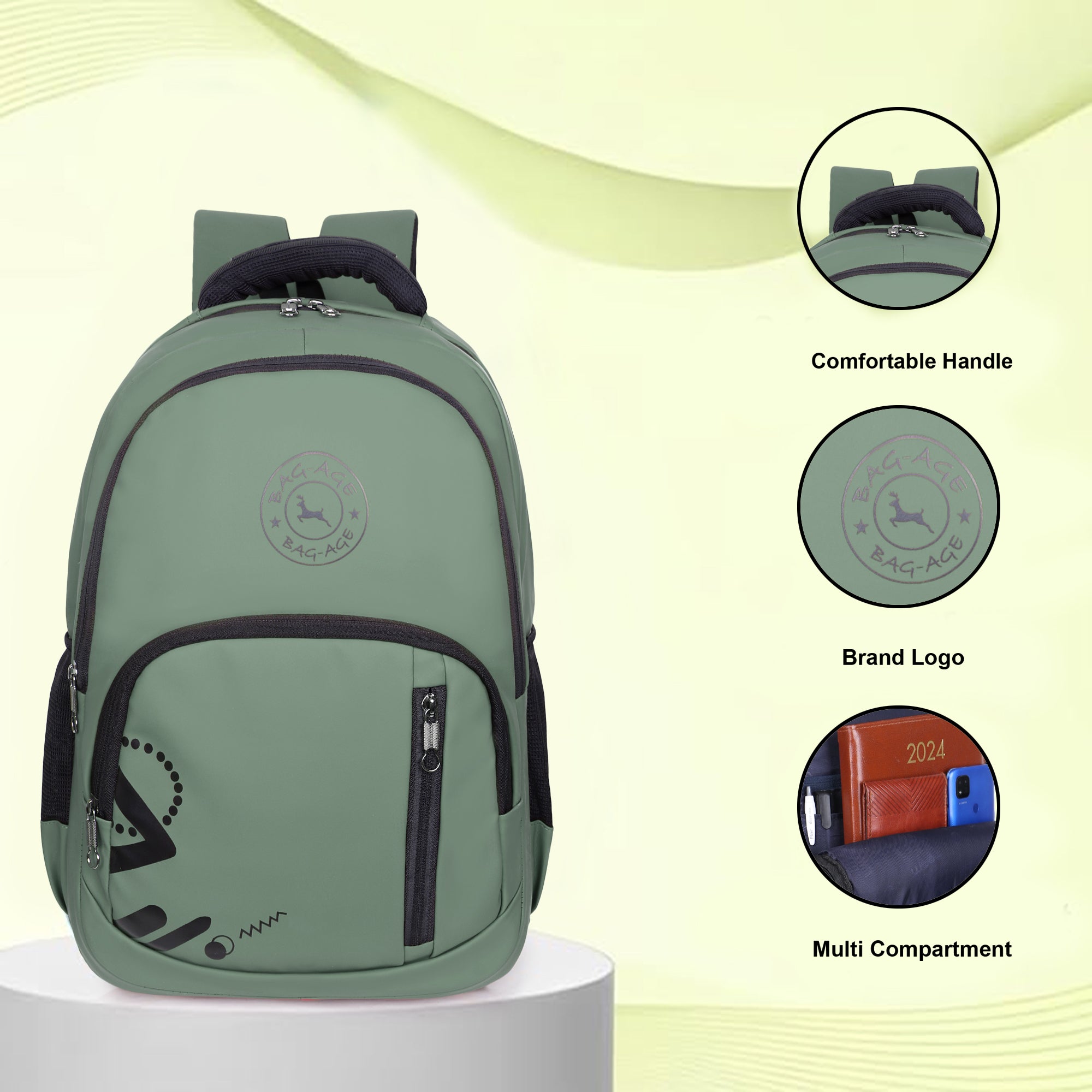 9212 School Bag - Olive Green