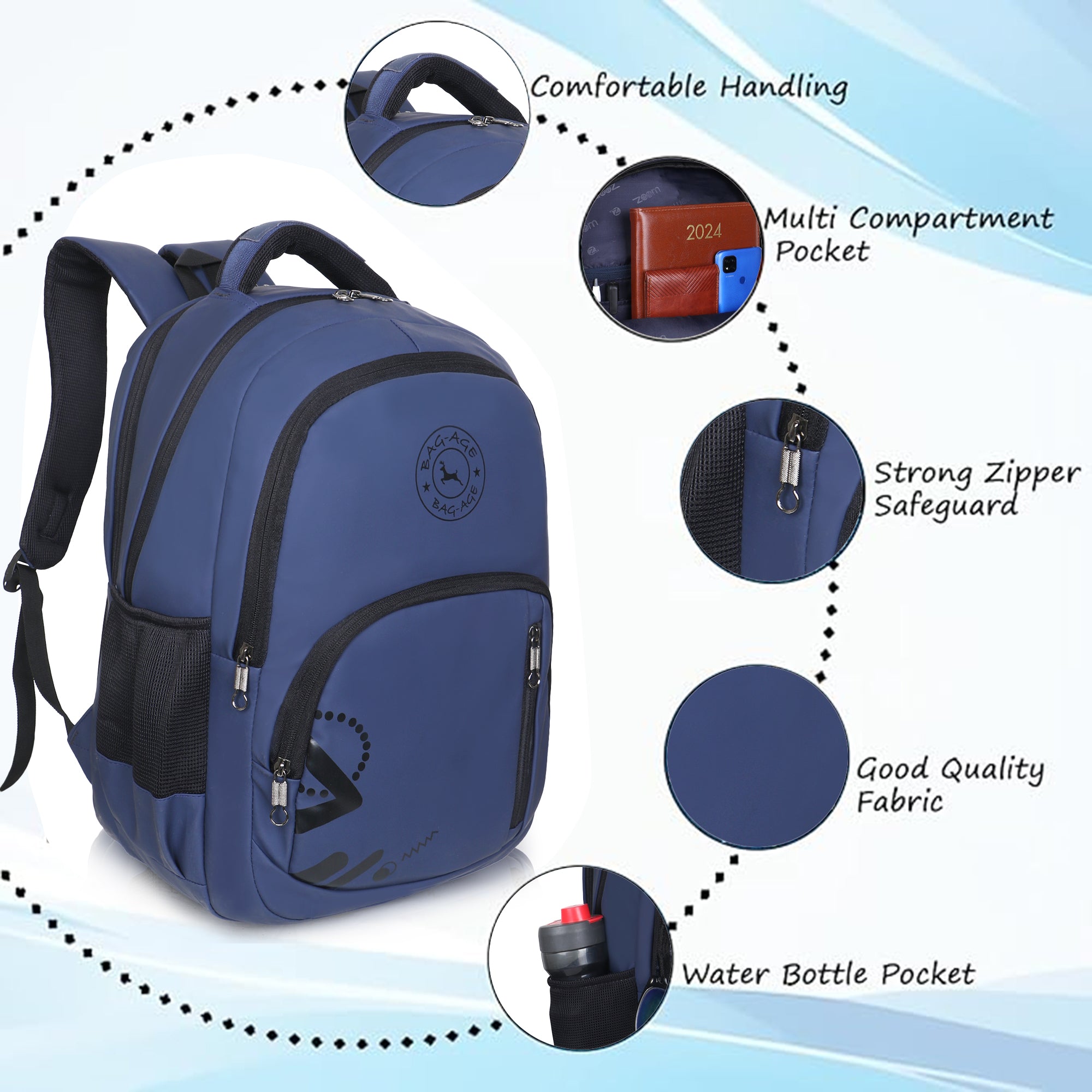 9212 School Bag - Navy Blue