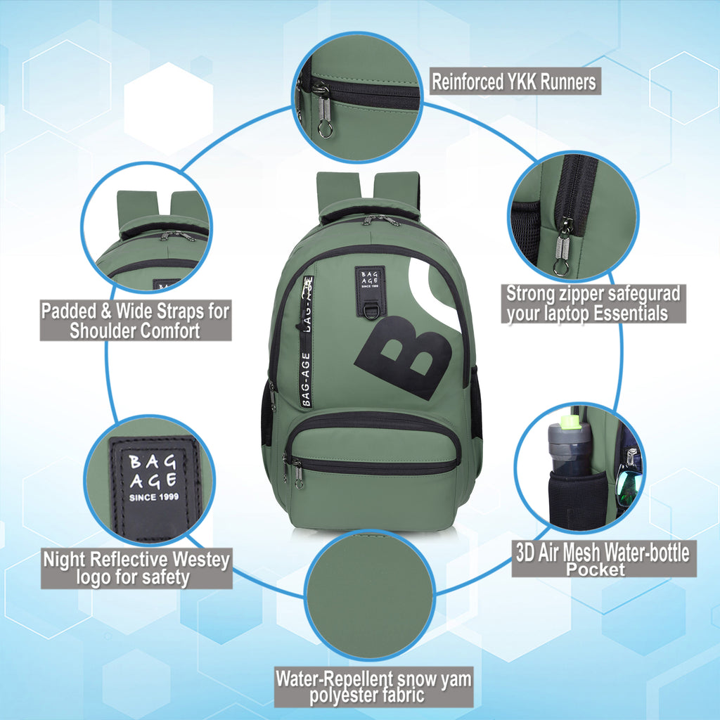 9214 School Bag - Olive Green