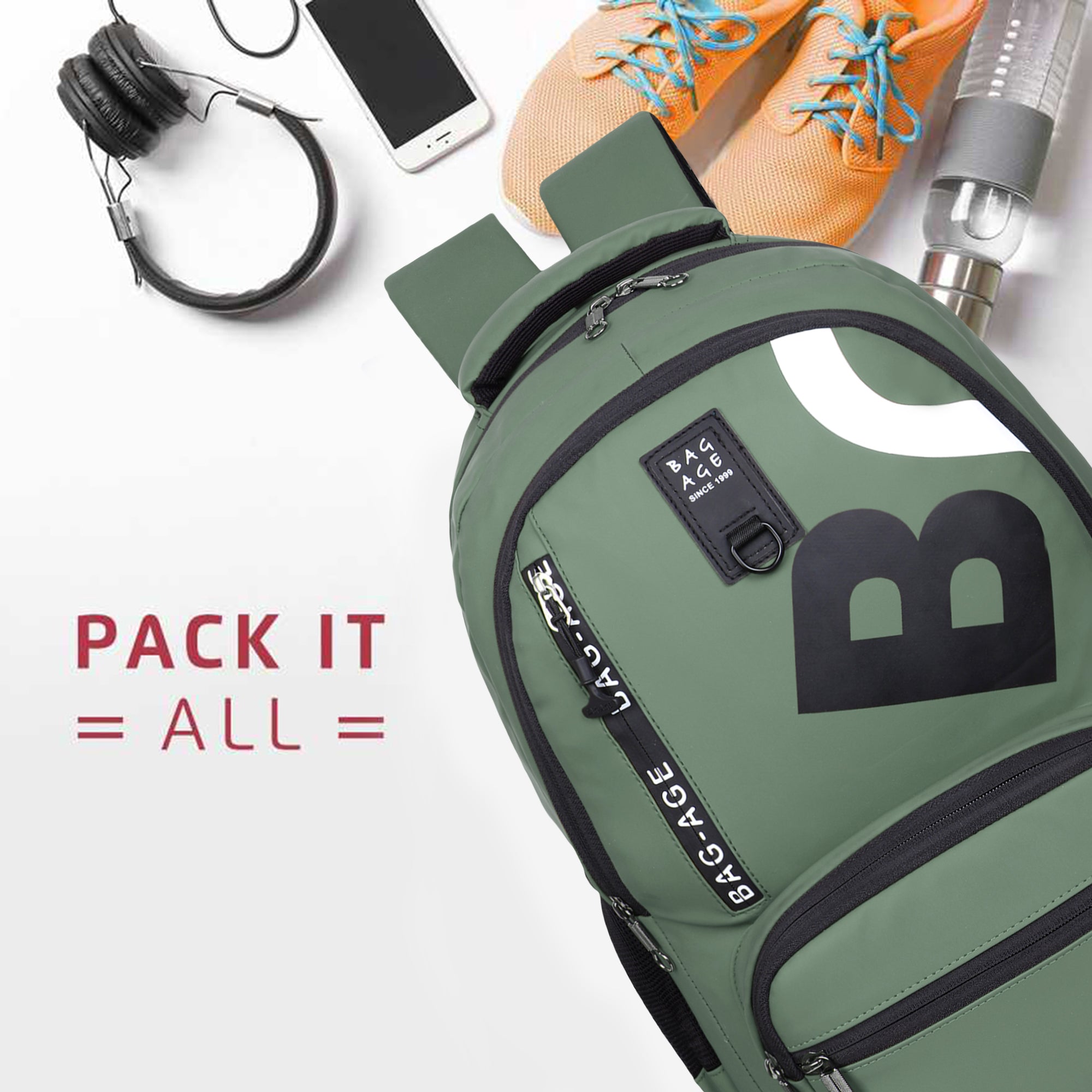 9214 School Bag - Olive Green