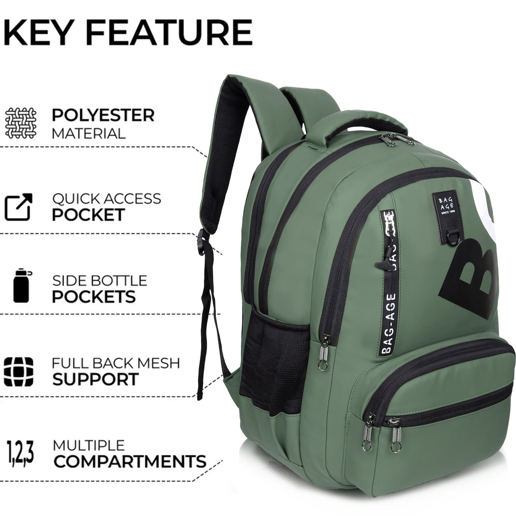9214 School Bag - Olive Green