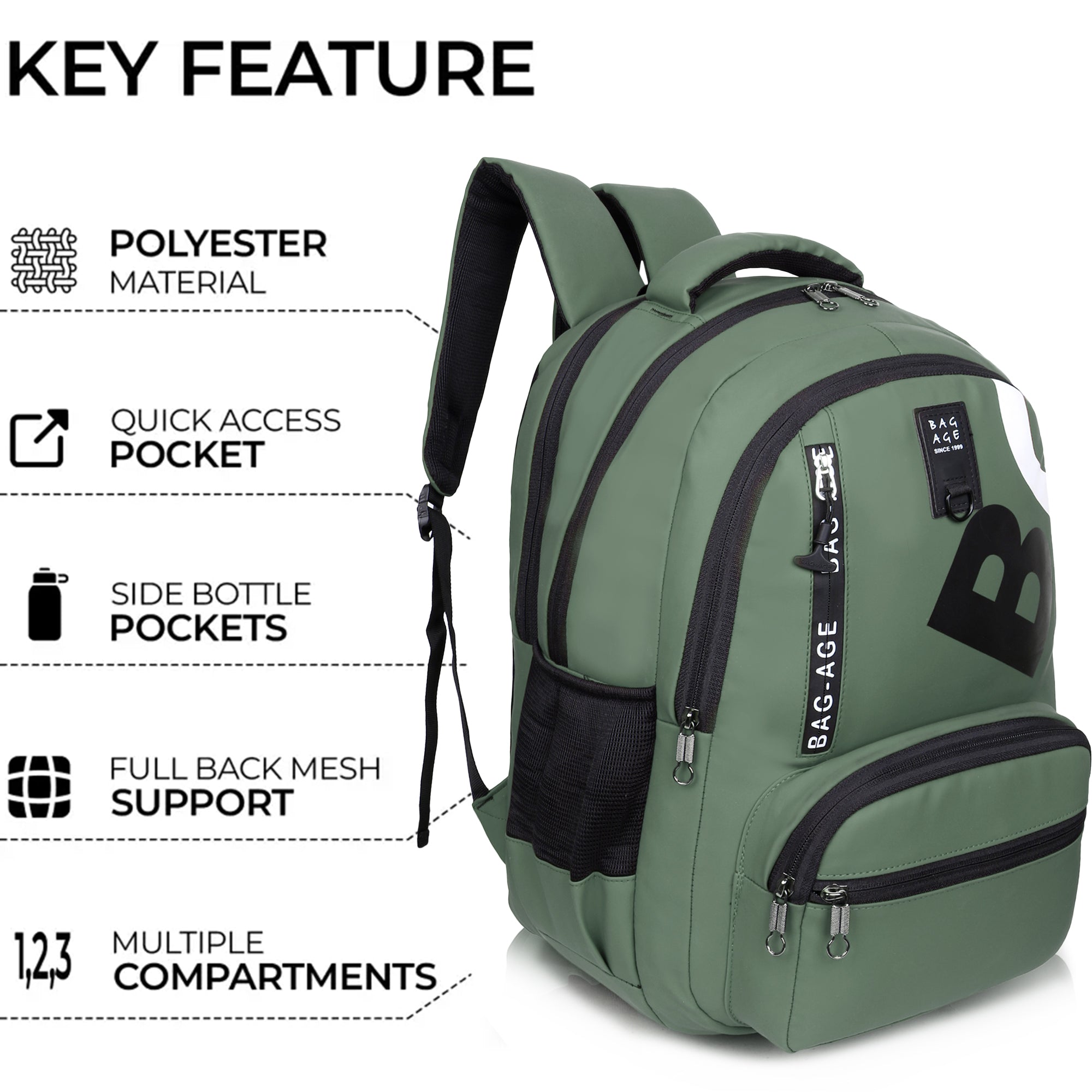 9214 School Bag - Olive Green