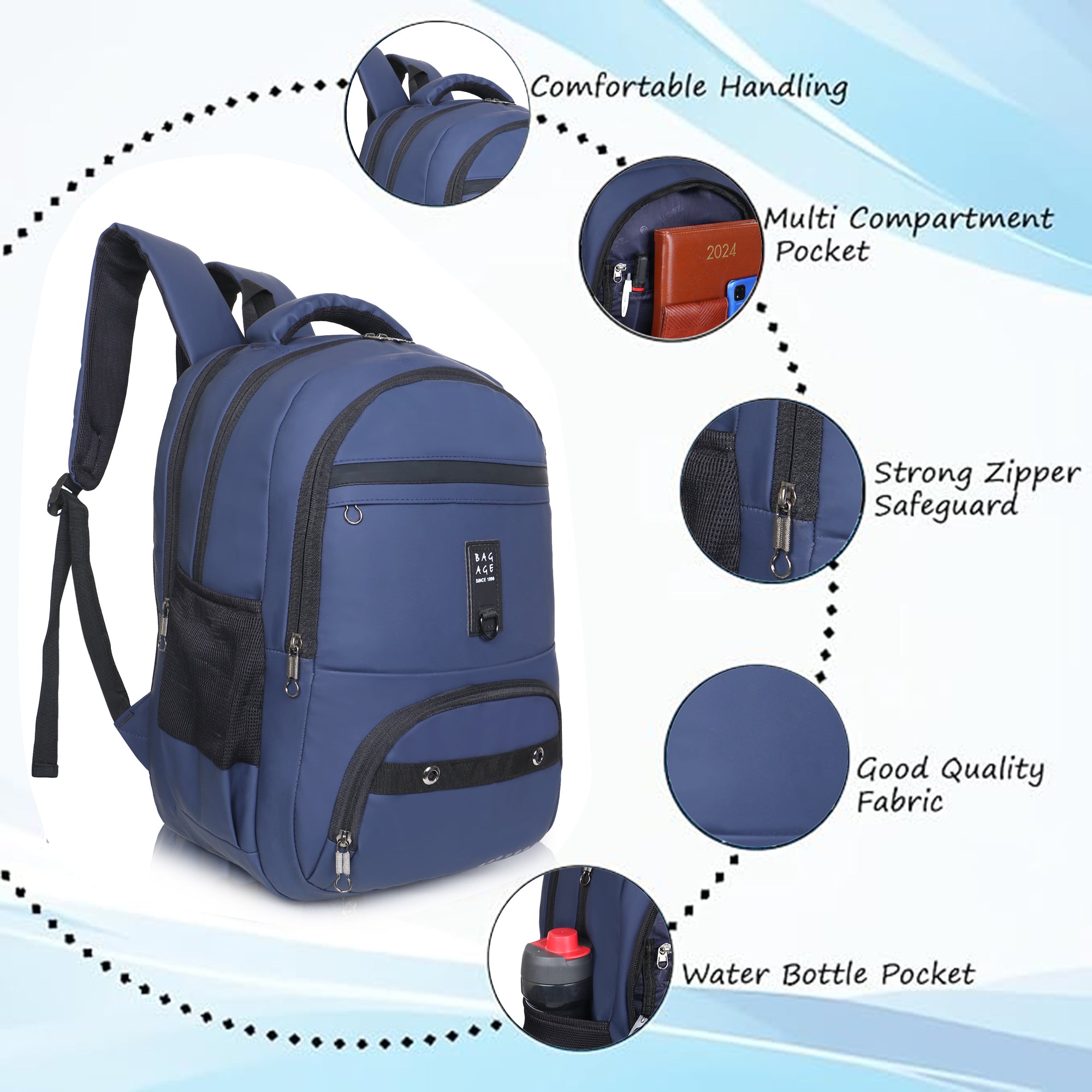 9215 School Bag - Navy Blue