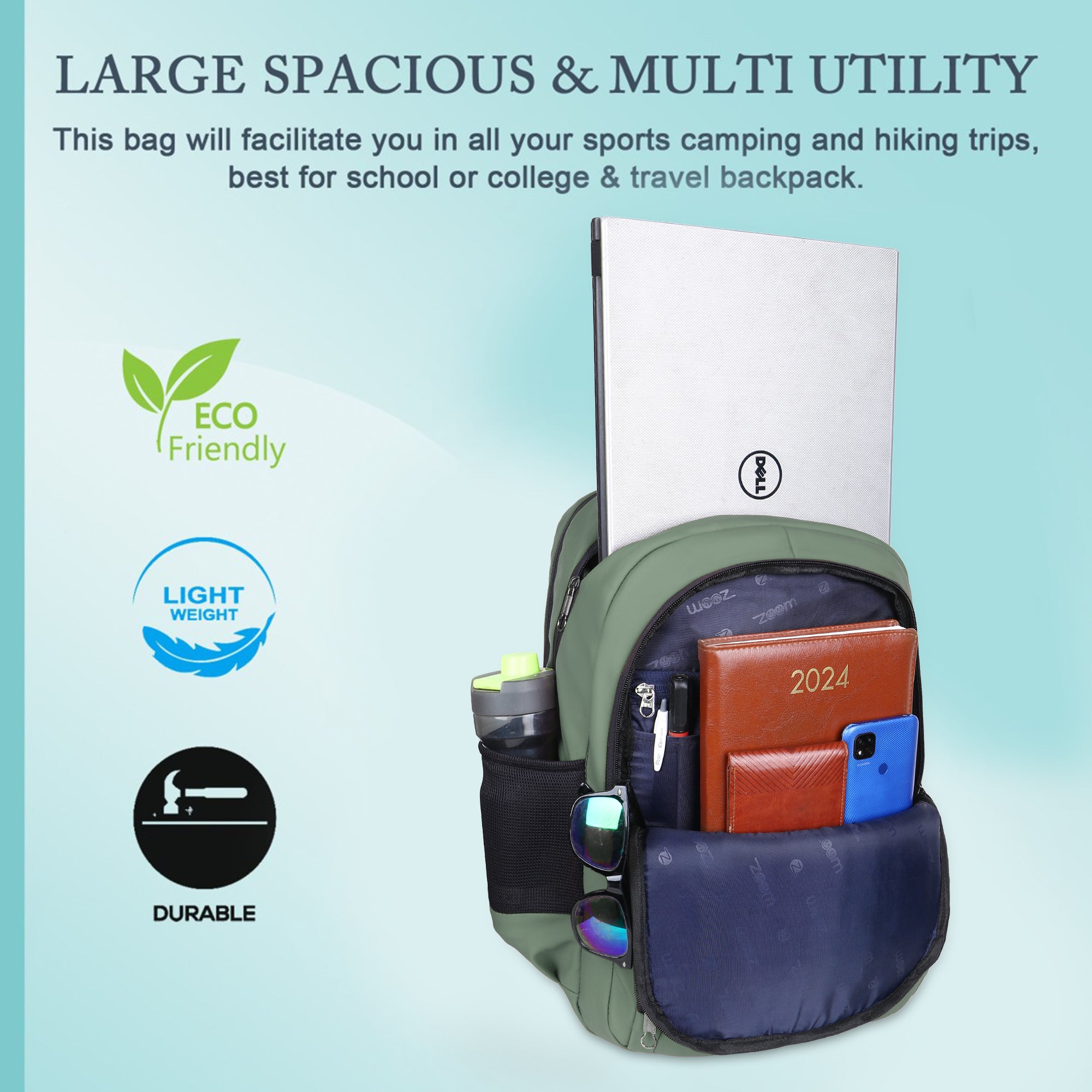 9215 School Bag - Olive Green