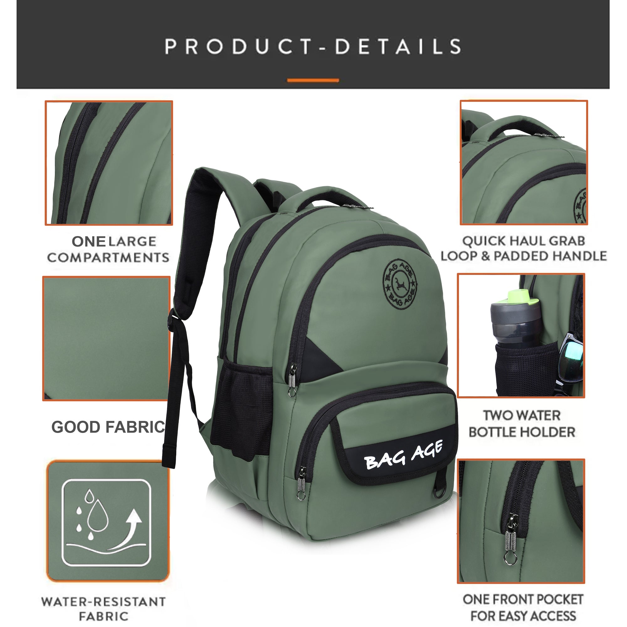 9217 School Bag - Olive Green