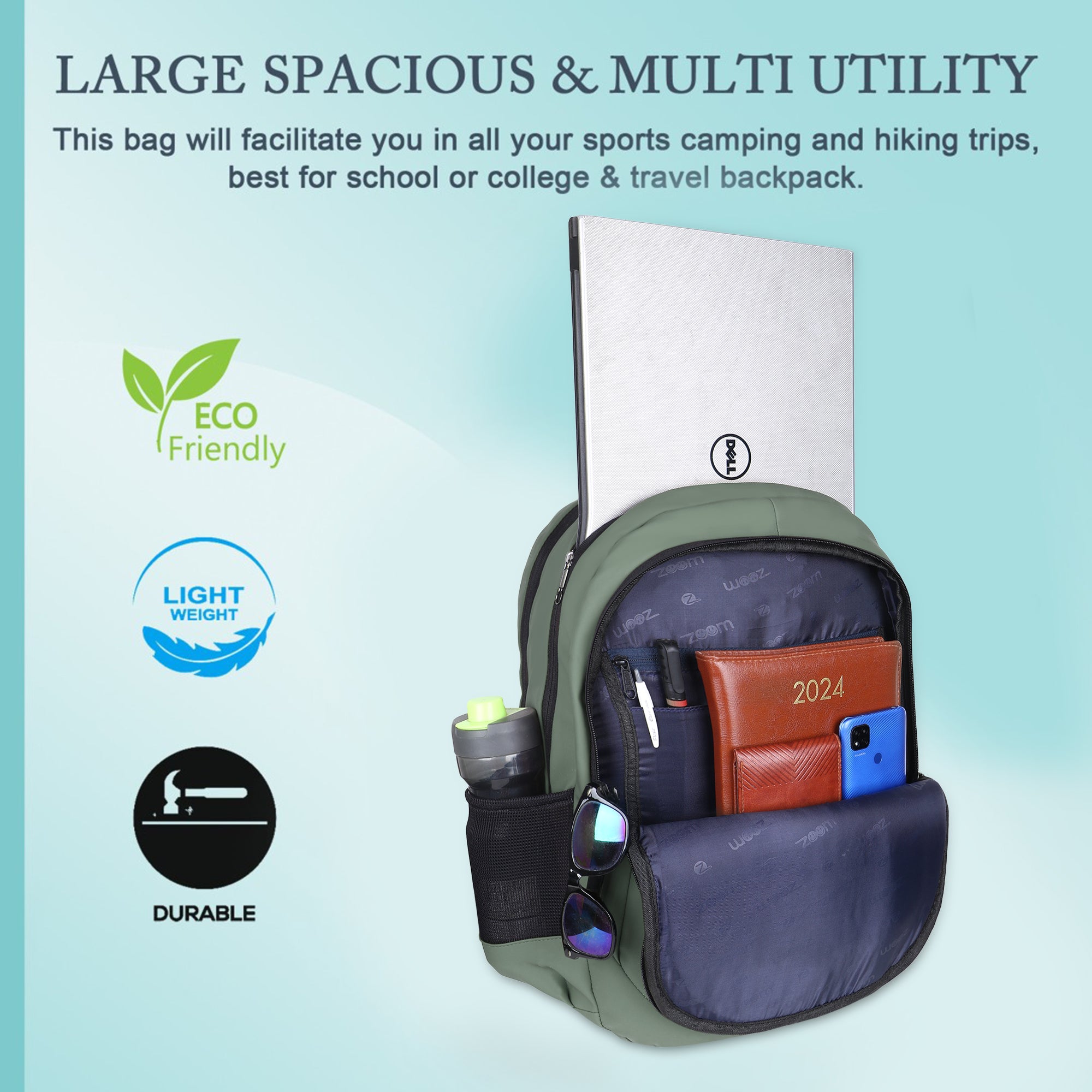 9218 School Bag - Olive Green
