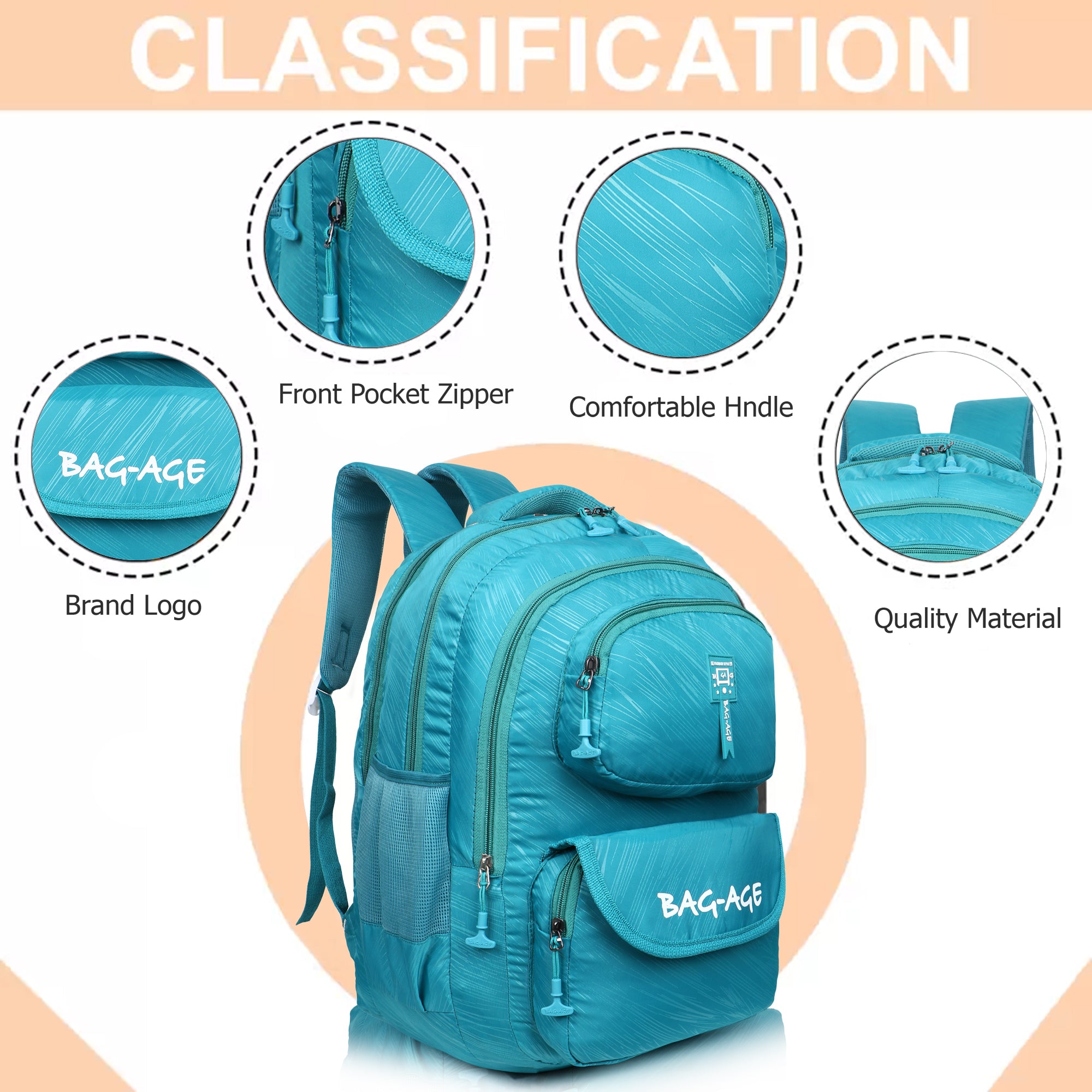 9407 School Bag - Turquoise Green